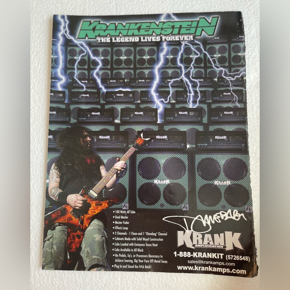 Krank Amplifiers Pinup with Pantera’s Dimebag